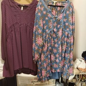 Matilda Jane Blue Floral Long Sleeve Tunic with Pink Roses